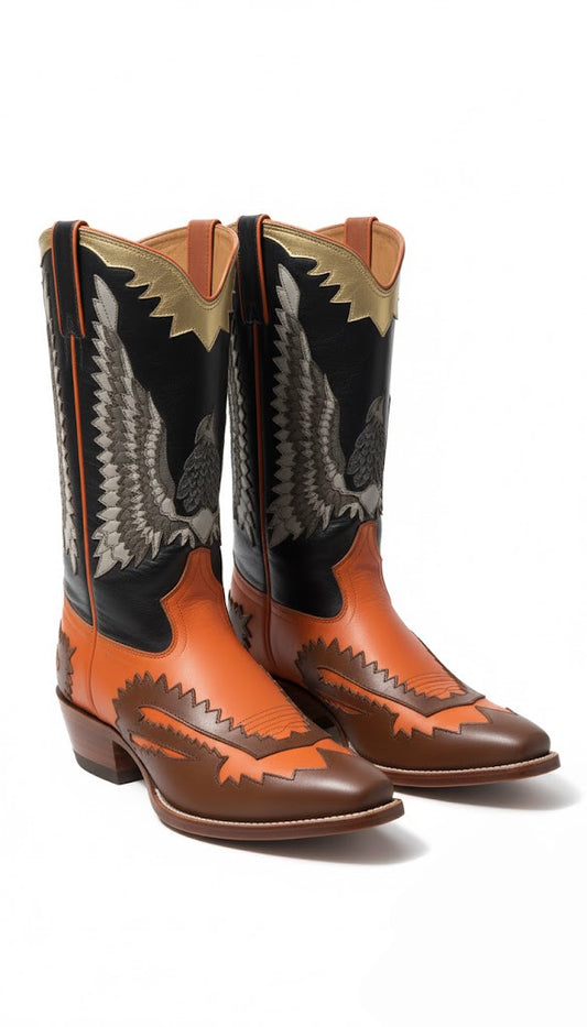 Eagle Wing Inlay Cowboy Boots