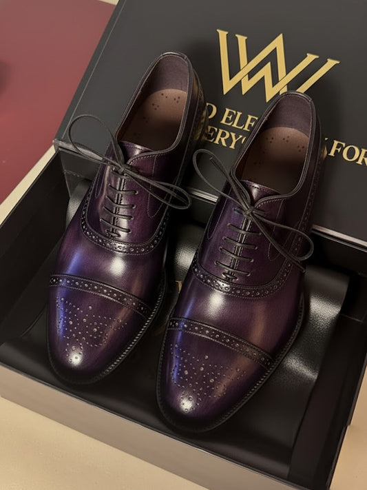 Purple semi-brogue oxford