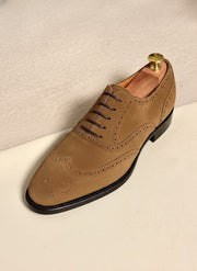 Camel Suede wingtip oxford