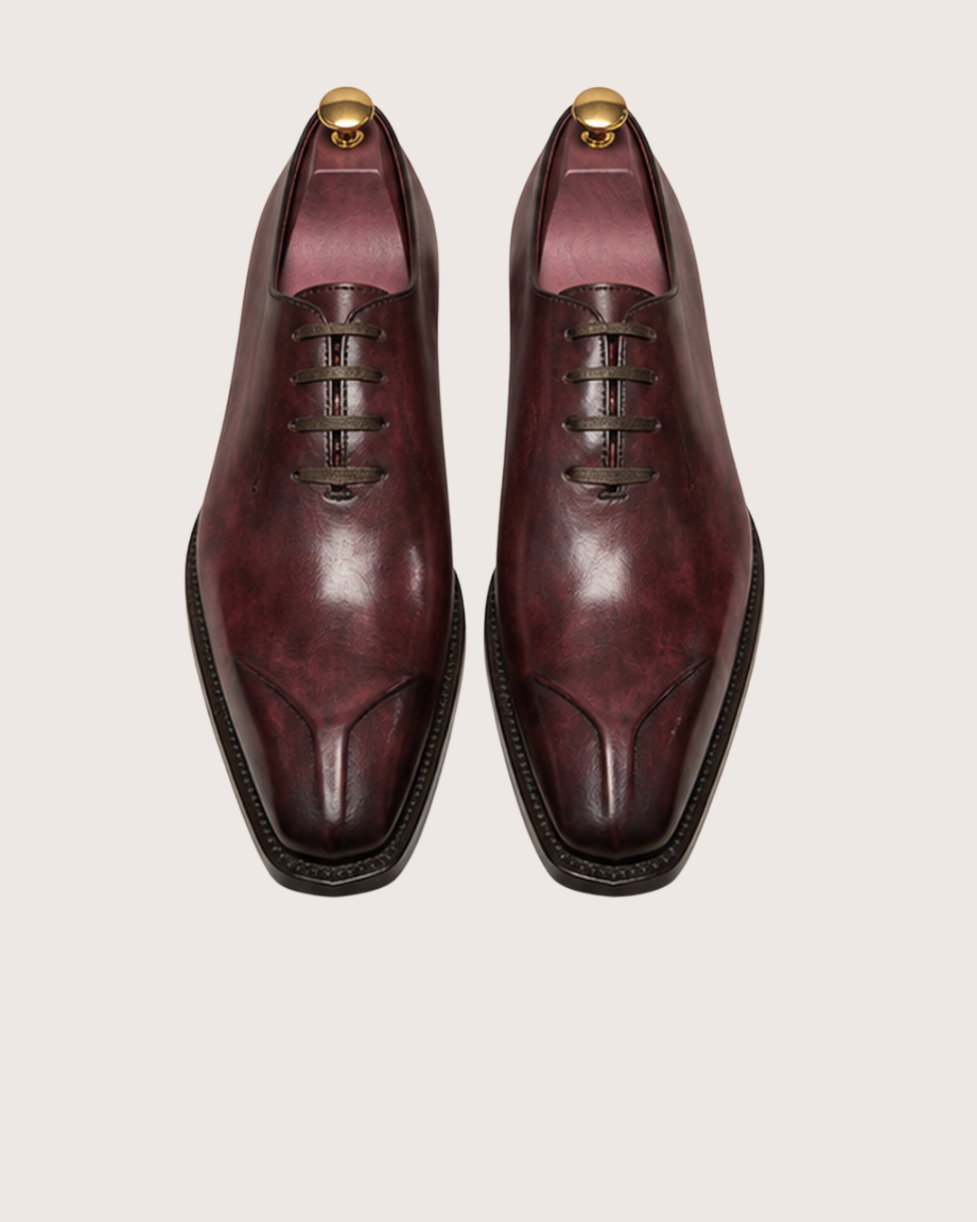 Burgundy patina sculpted toe oxford