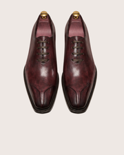 Burgundy patina sculpted toe oxford
