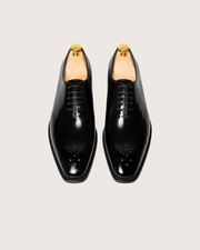 Black patent wholecut oxford