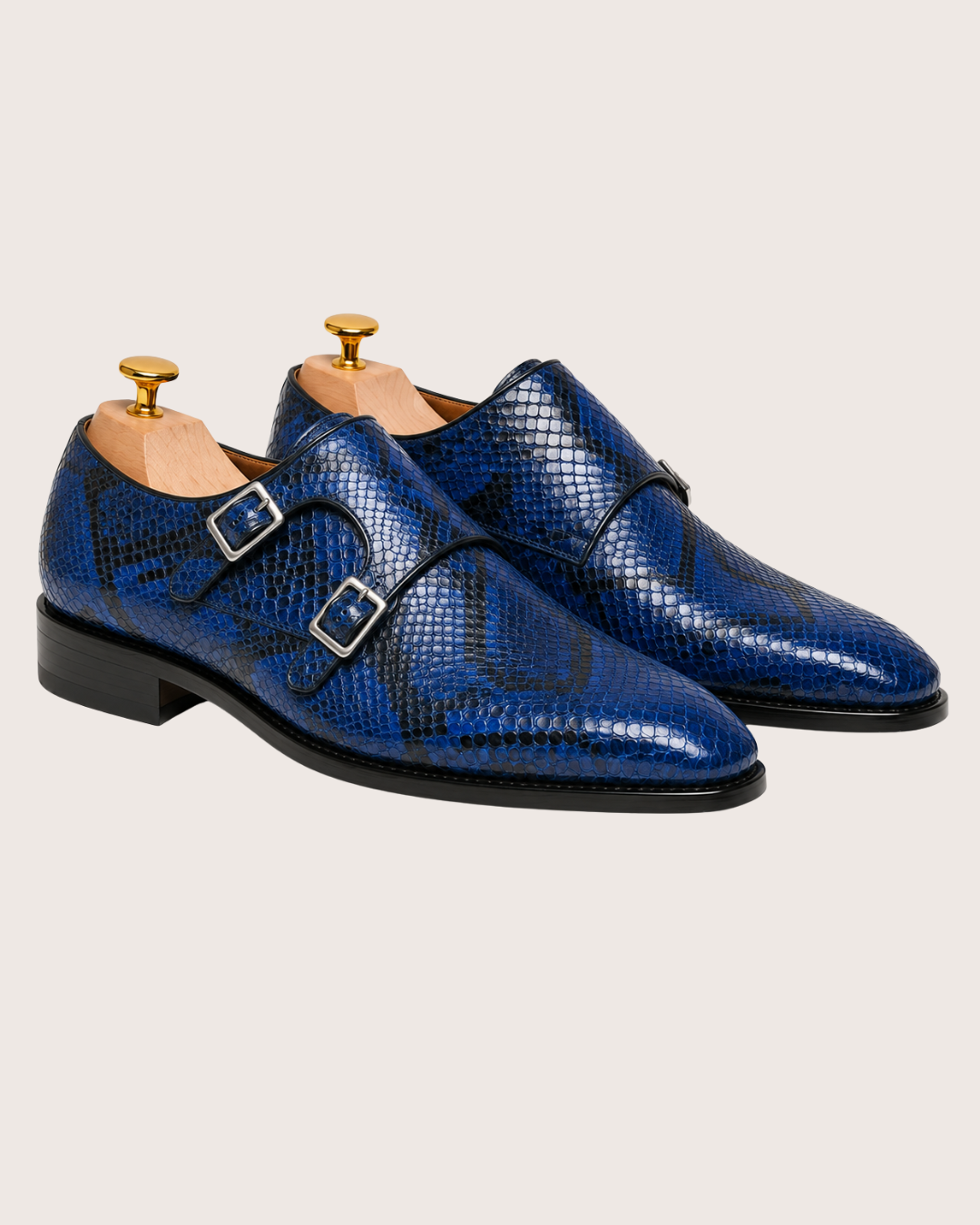 Python skin double monkstrap