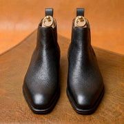 Black grain leather Chelsea boots