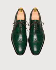 Green crocodile wingtip oxford