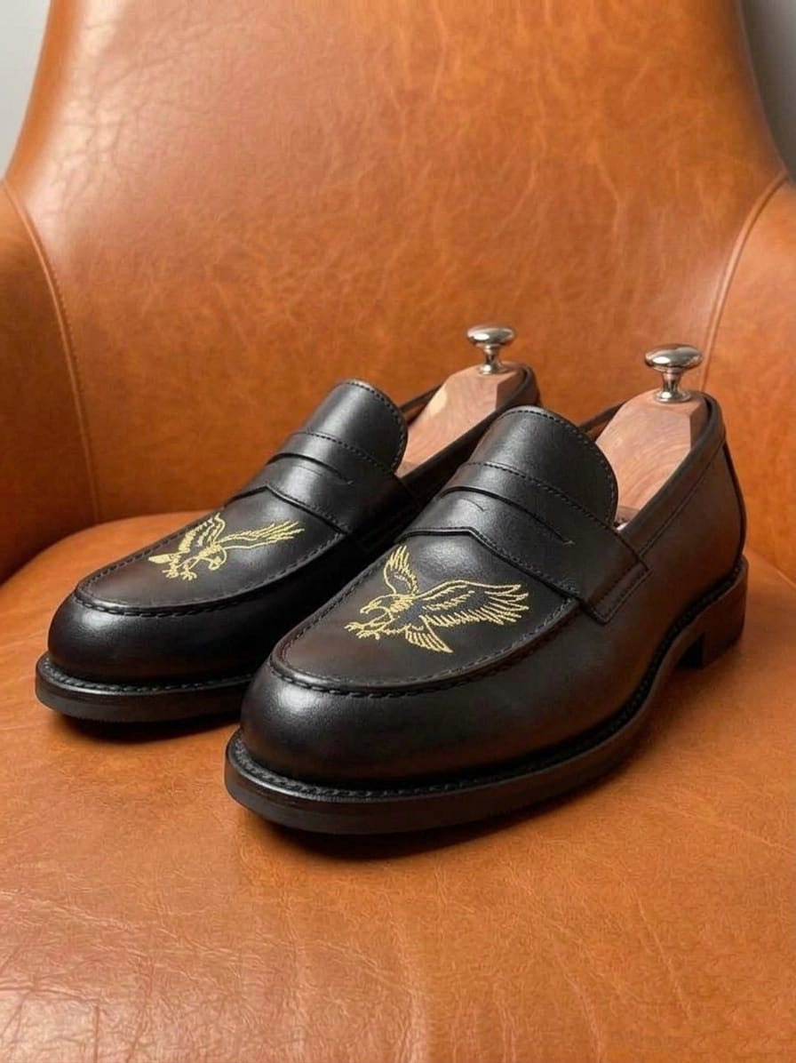 Black Gold Wing Loafer