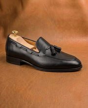 Men's Black Tassel Loafers with Matching Belt