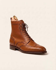 Tan Hatch Grain Derby Boots | Hand Welted & Resoleable