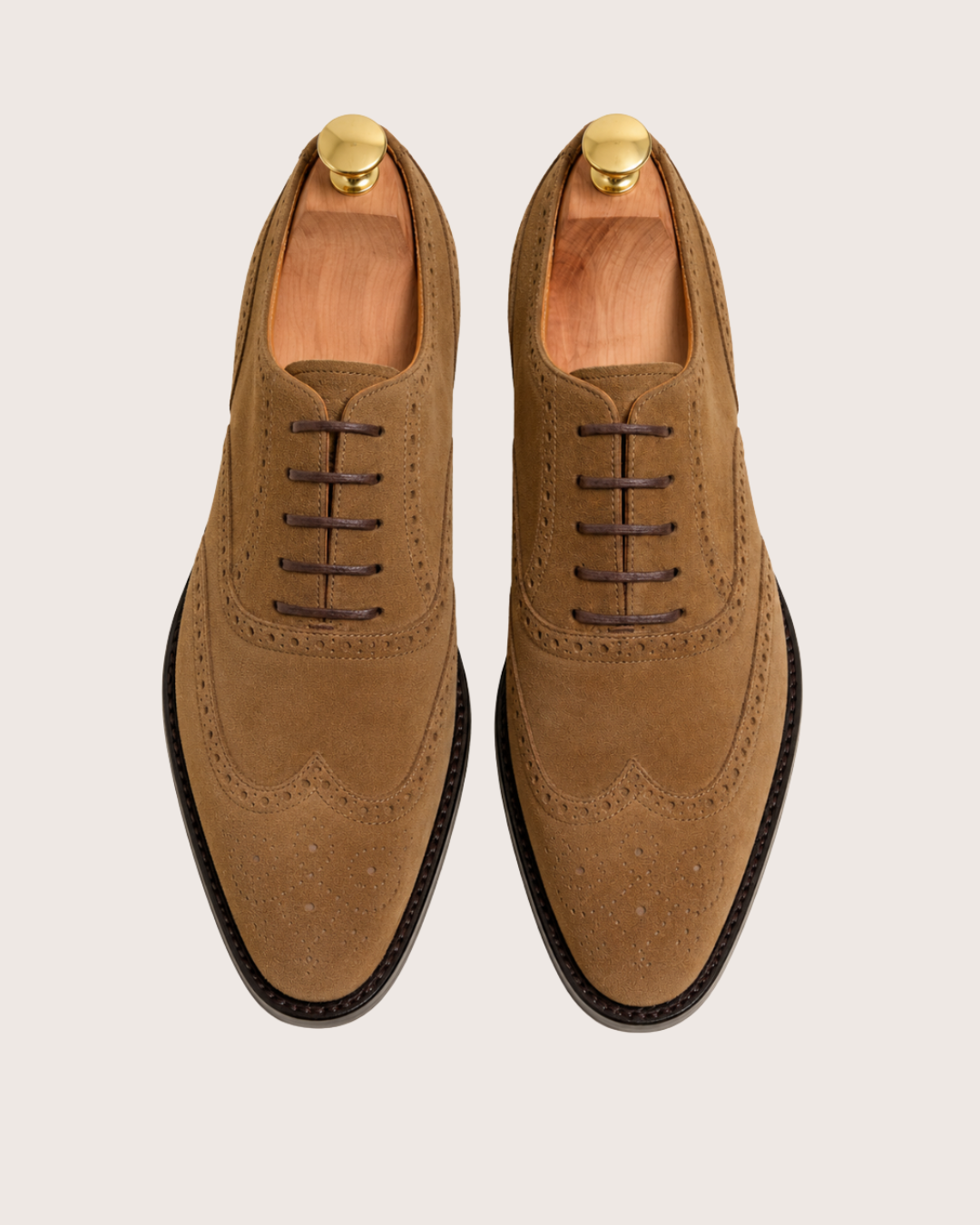 Camel Suede wingtip oxford