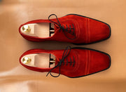 Orange suede oxford
