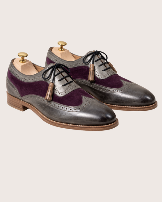 Gray and purple oxford