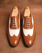 Tan & White Spectator Shoes for Men