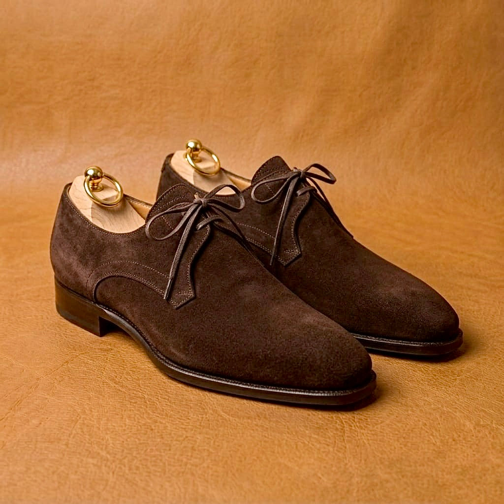 Dark brown suede derby