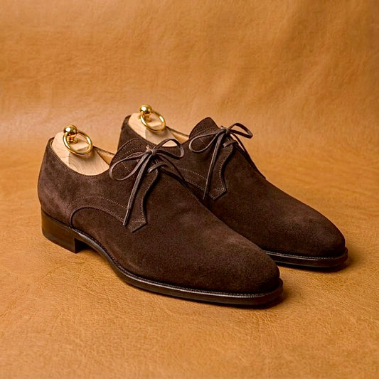 Dark brown suede derby