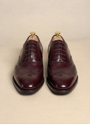 Burgundy Wingtip Oxford Shoes for Men | Handmade Brogues A-32