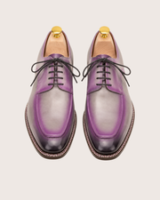 Gray Patina Purple Highlights Norwegian Stitch Derby Shoes