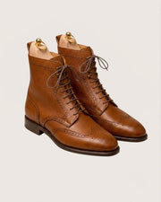 Tan Hatch Grain Derby Boots | Hand Welted & Resoleable
