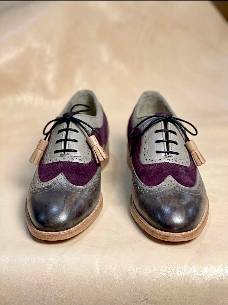 Gray and purple oxford