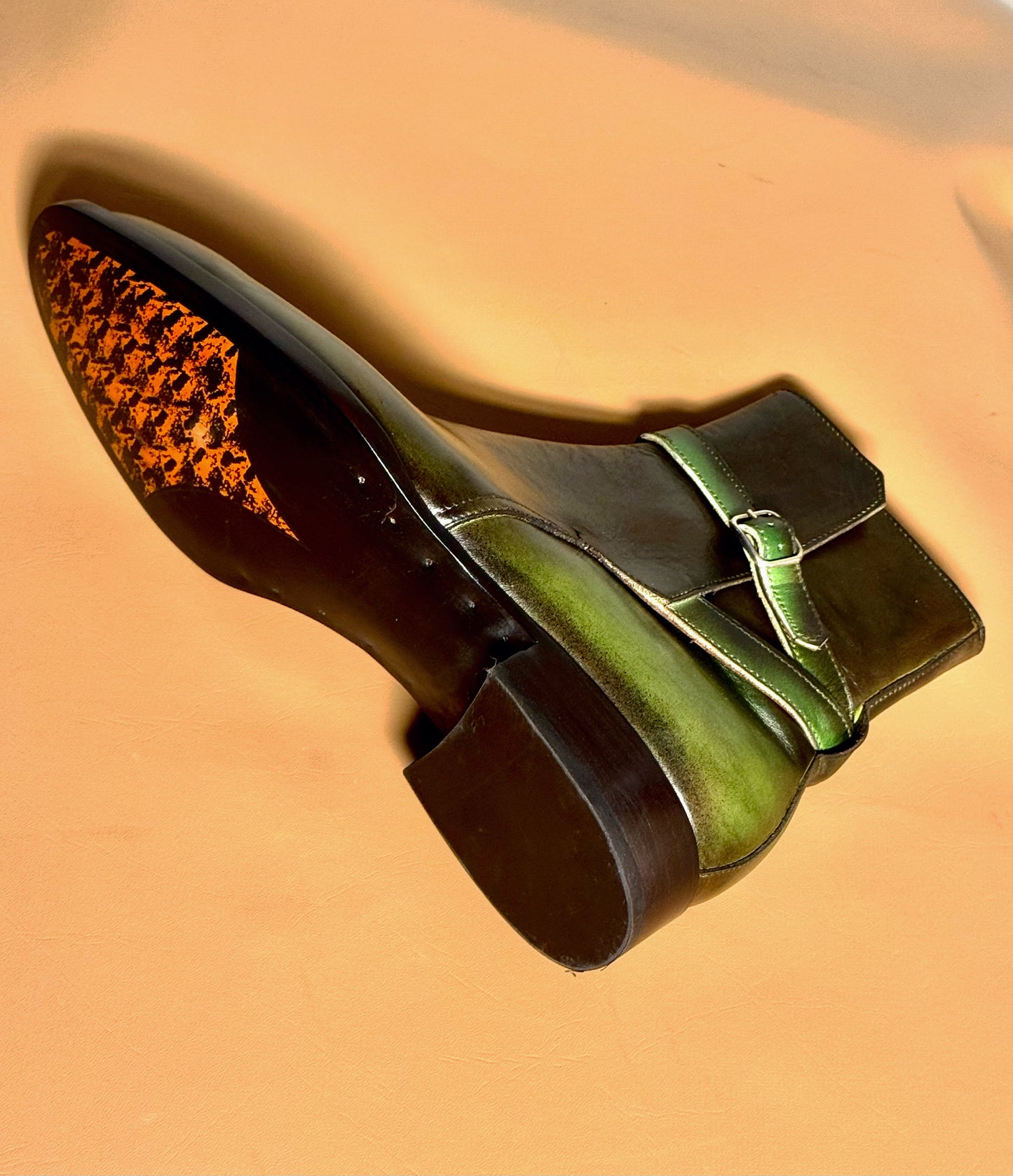 Green and brown patina jodhpur boots