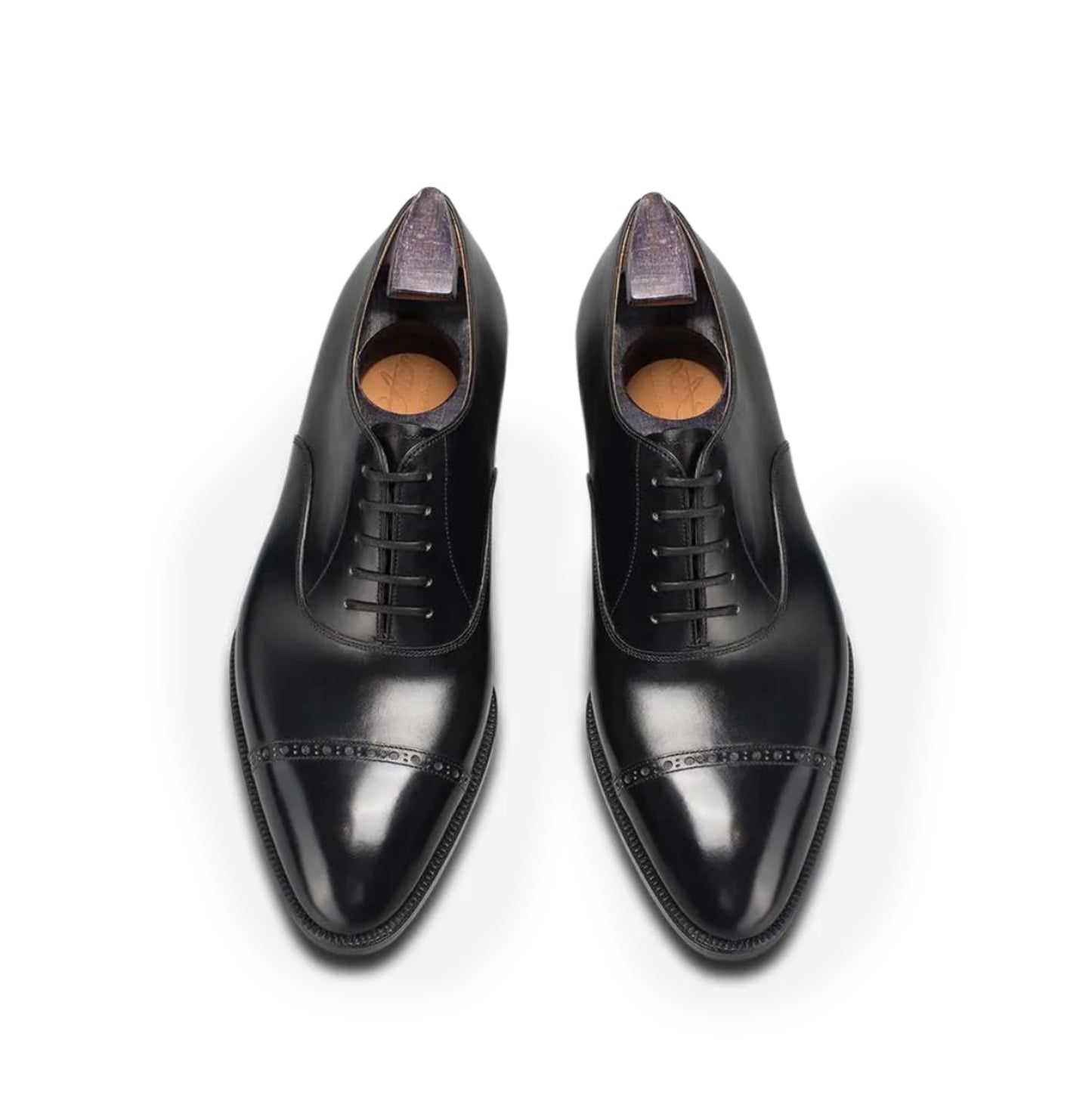 Black leather Oxford captoe