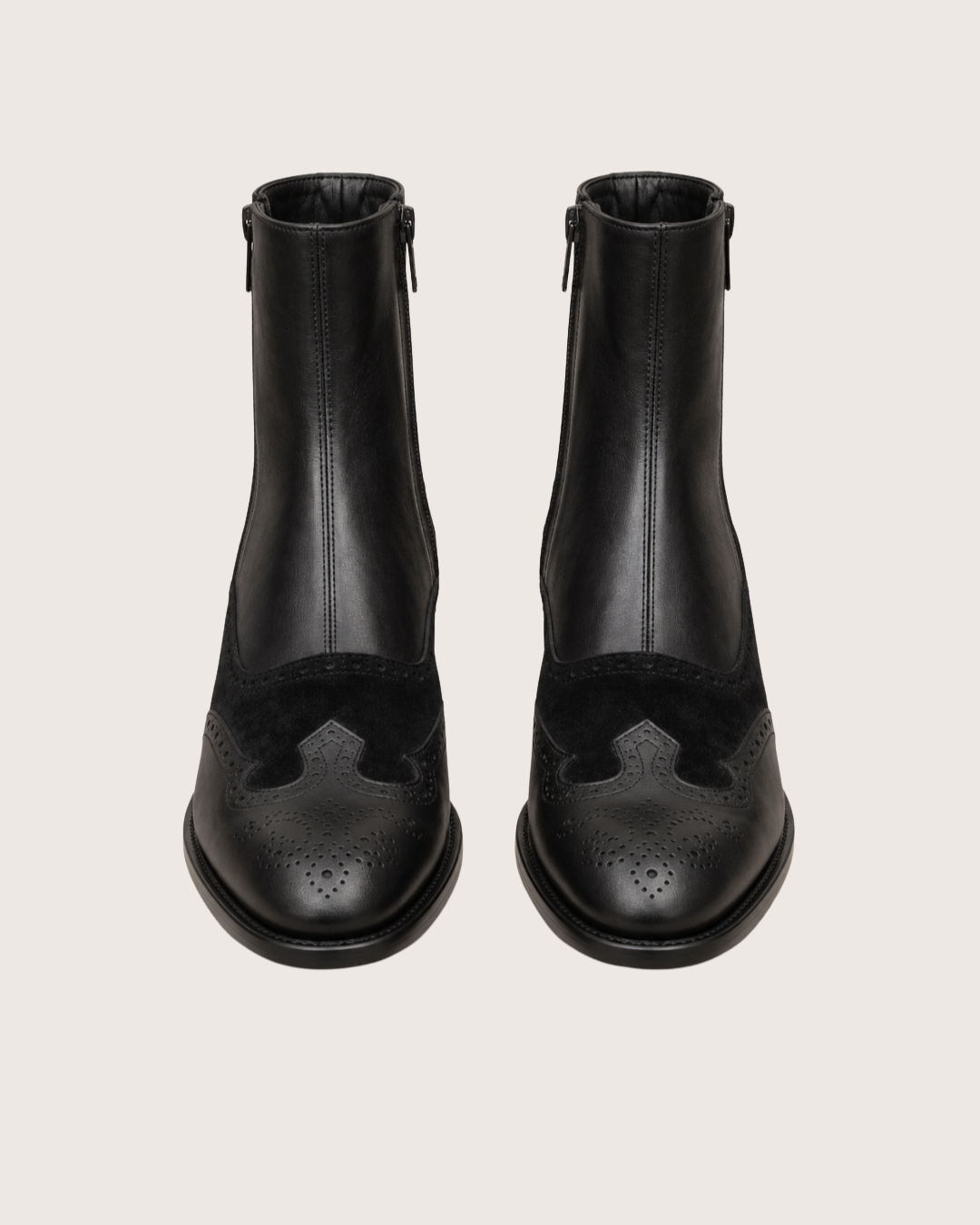 Black high heel zipper boots