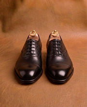 Black Crocodile cap-toe Oxford