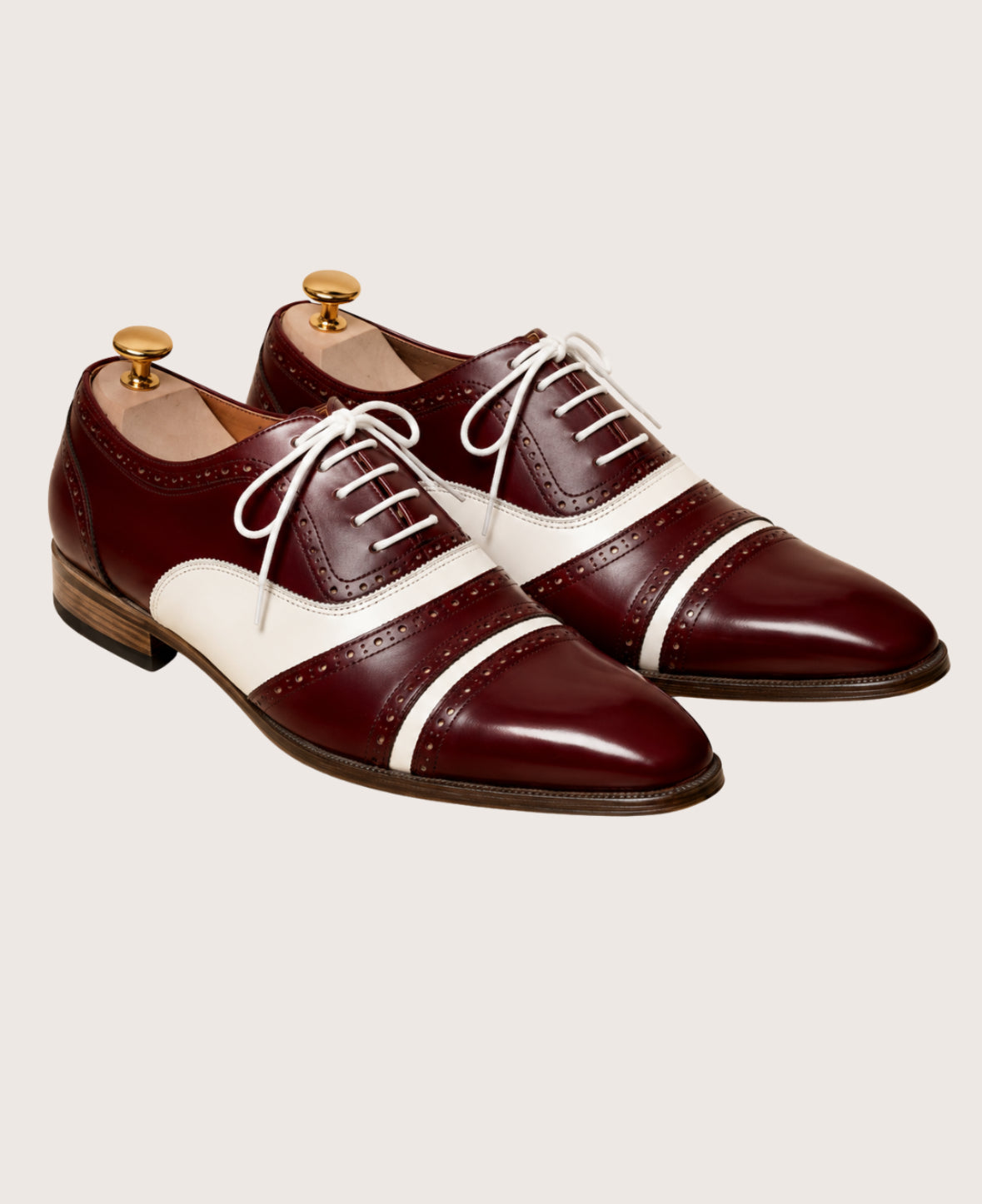 Burgundy and white oxford