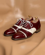 Burgundy and white oxford