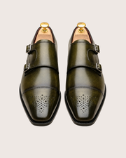 Olive green patina monkstrap
