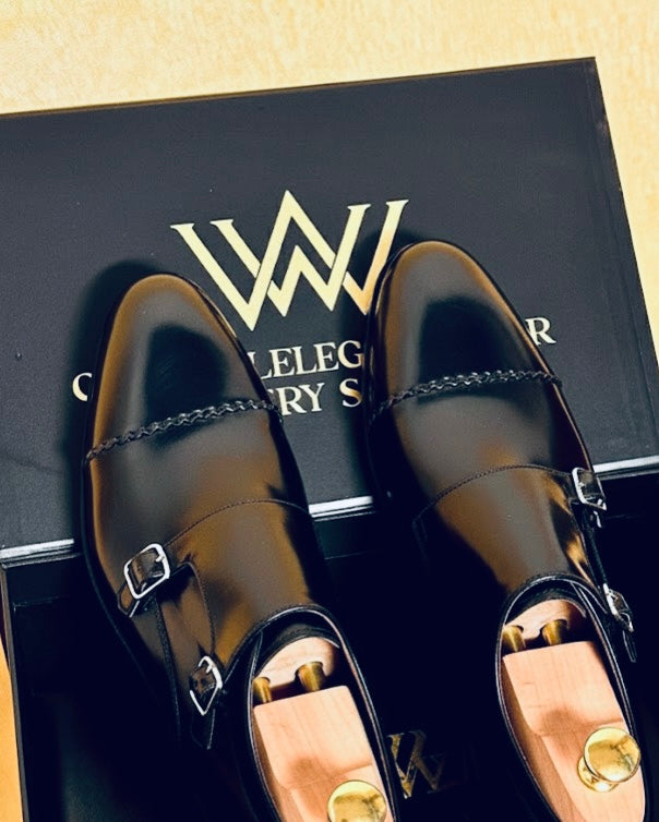 Black monks-strap boots