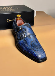 Python skin double monkstrap