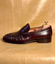 burgundy penny loafers for men, handmade dress loafer