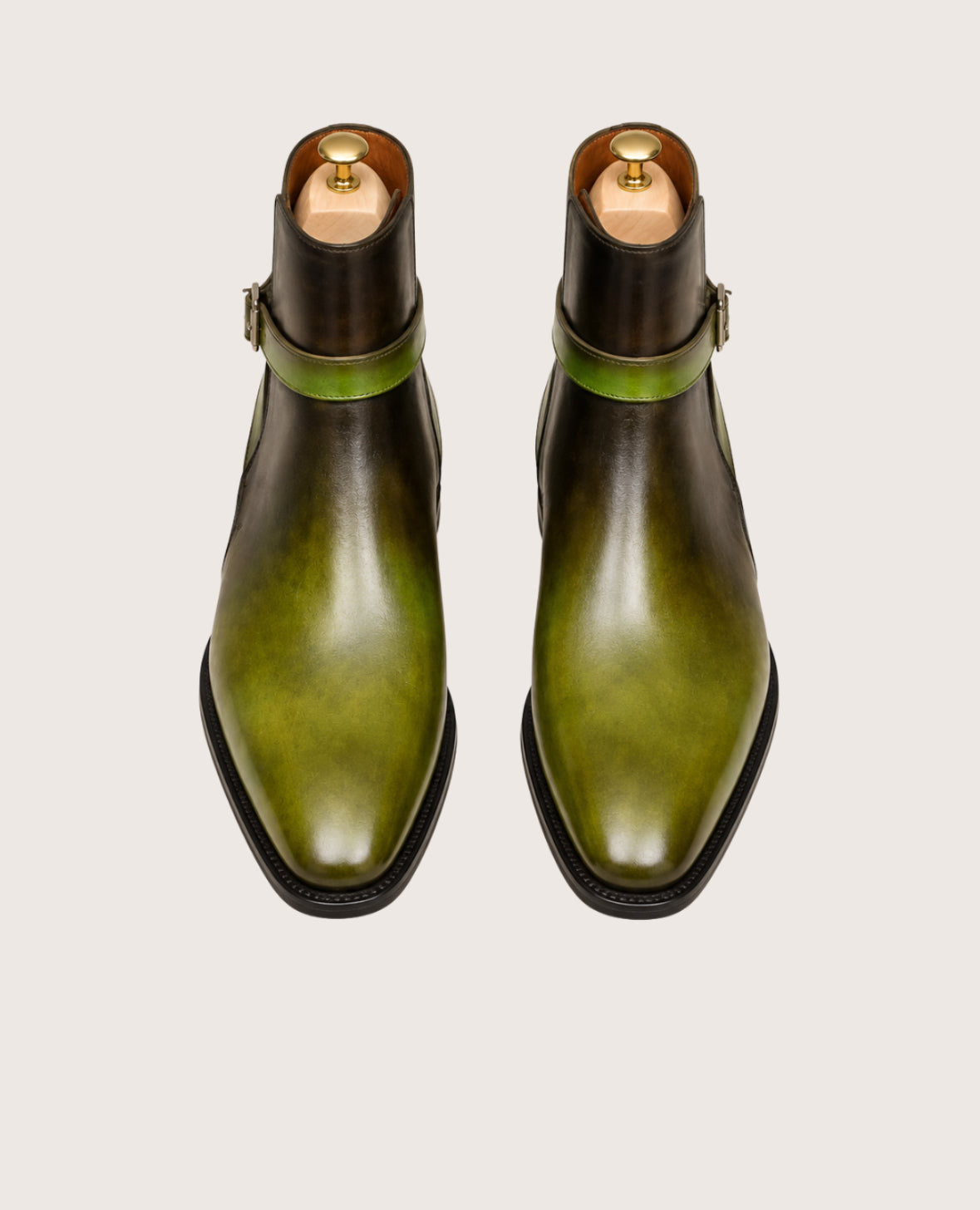 Green and brown patina jodhpur boots