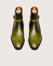 Green and brown patina jodhpur boots