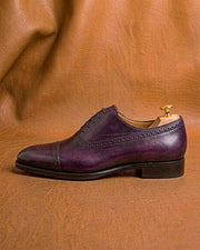 Purple Semi-Brogue Oxford Shoes for Men