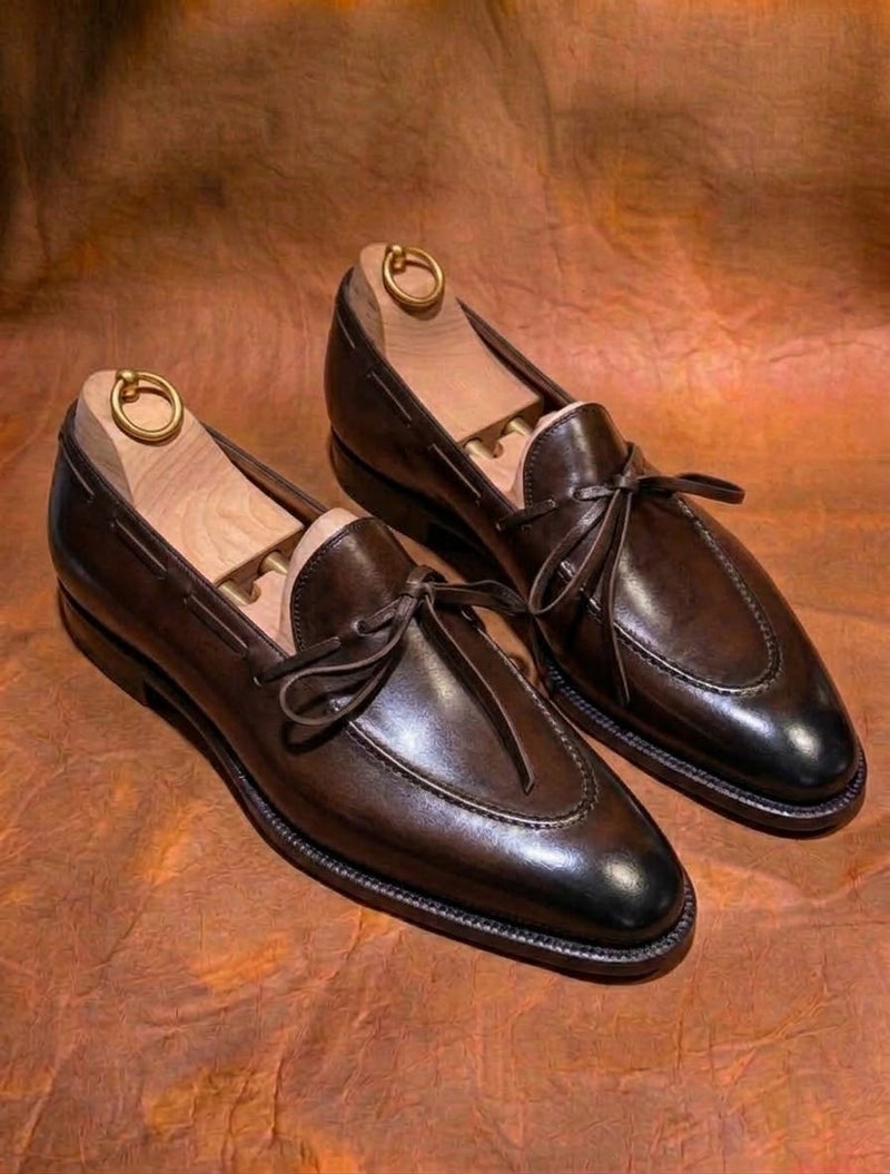 Dark brown bow loafers