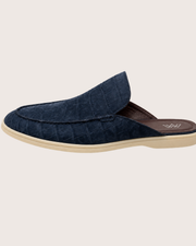 Navy blue Nubuck Crocodile Mule