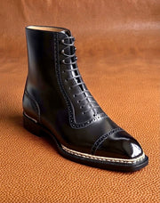 Black Norwegian stitched oxford boots