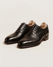 Black Crocodile cap-toe Oxford