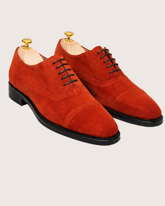 Orange suede oxford