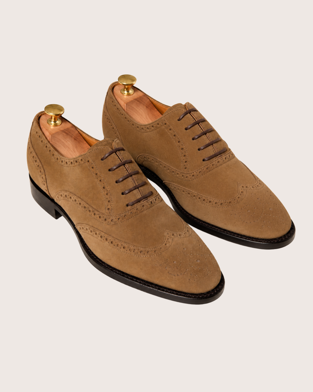 Camel Suede wingtip oxford