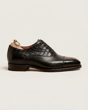 Black Crocodile cap-toe Oxford