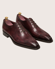 Burgundy patina sculpted toe oxford