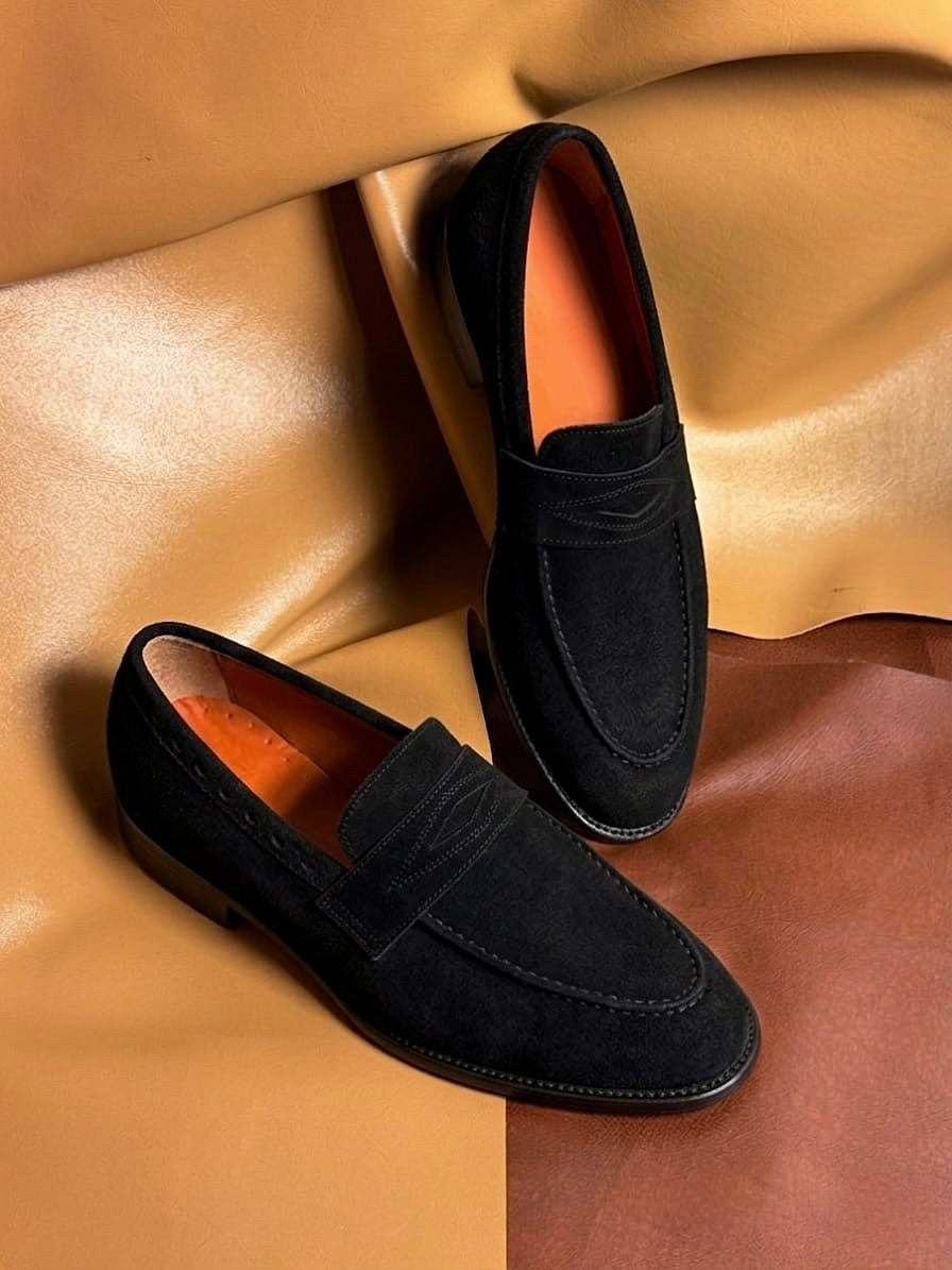 Black Suede Penny Loafer