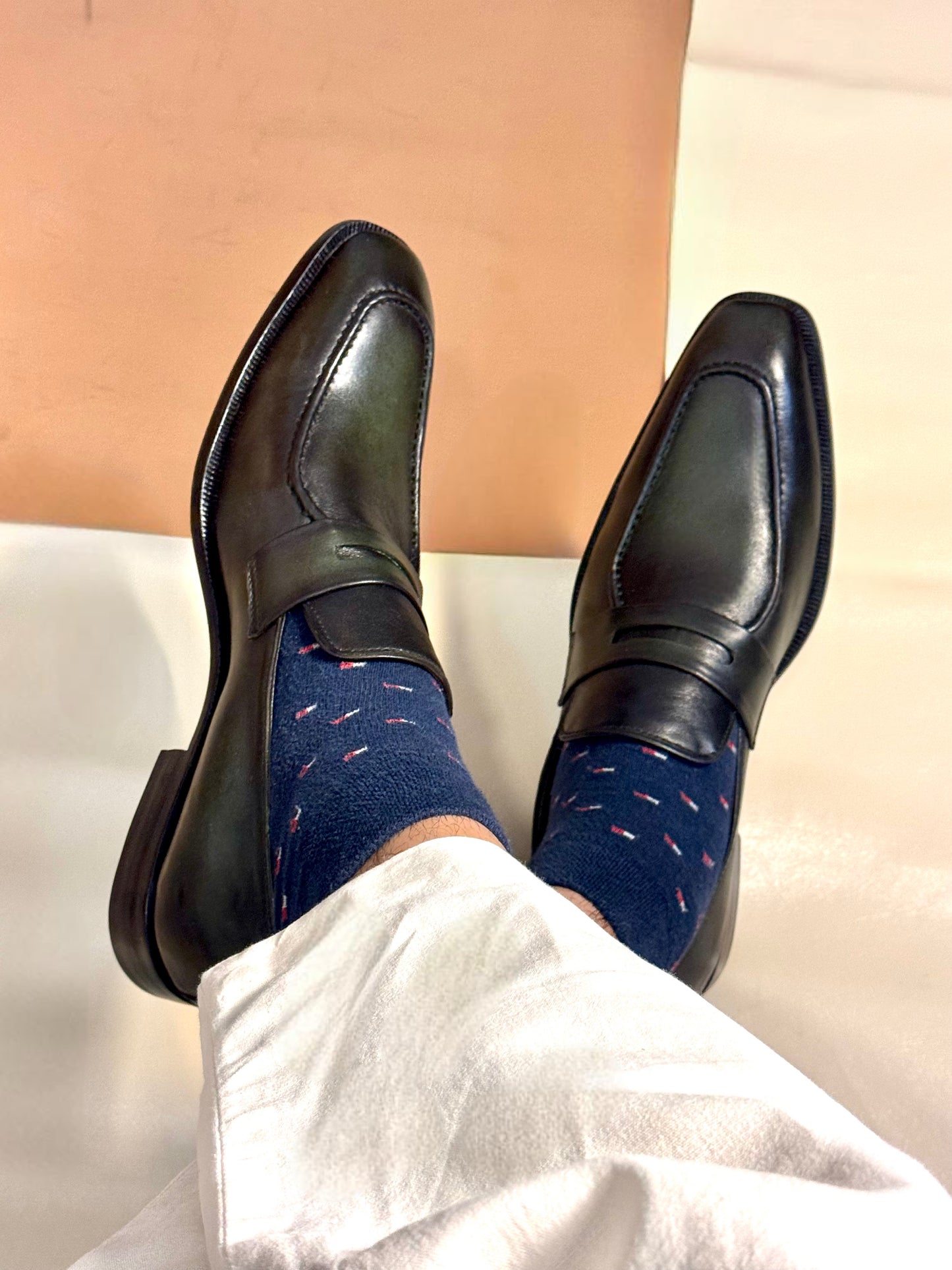 Olive Green penny loafers