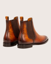 Brown patina Chelsea boots