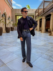 Blue bow loafers