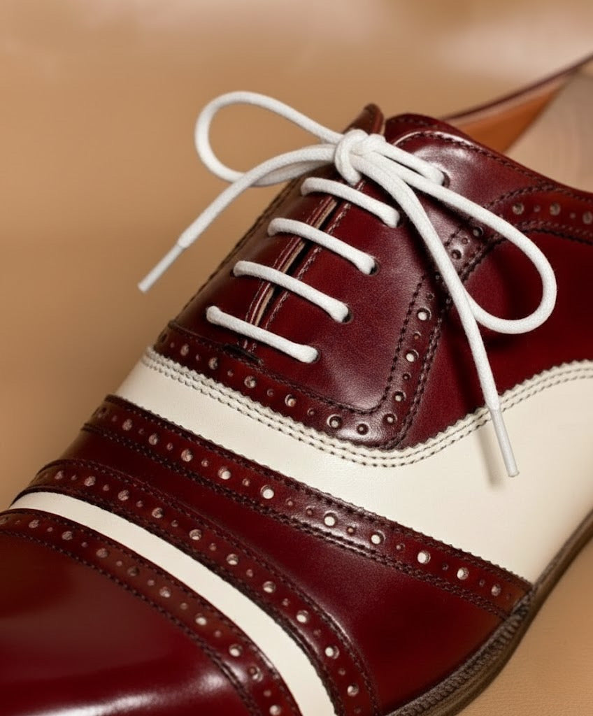 Burgundy and white oxford