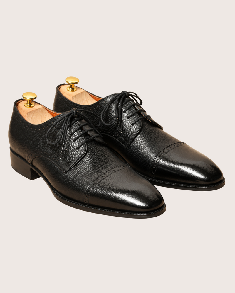 Black grain leather derby