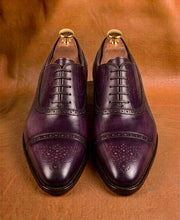 Purple Semi-Brogue Oxford Shoes for Men
